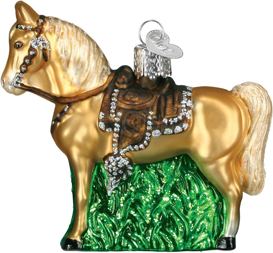 Ornaments: Selection of Horses Glass Blown Ornaments for Christmas Tree, Western, 12176