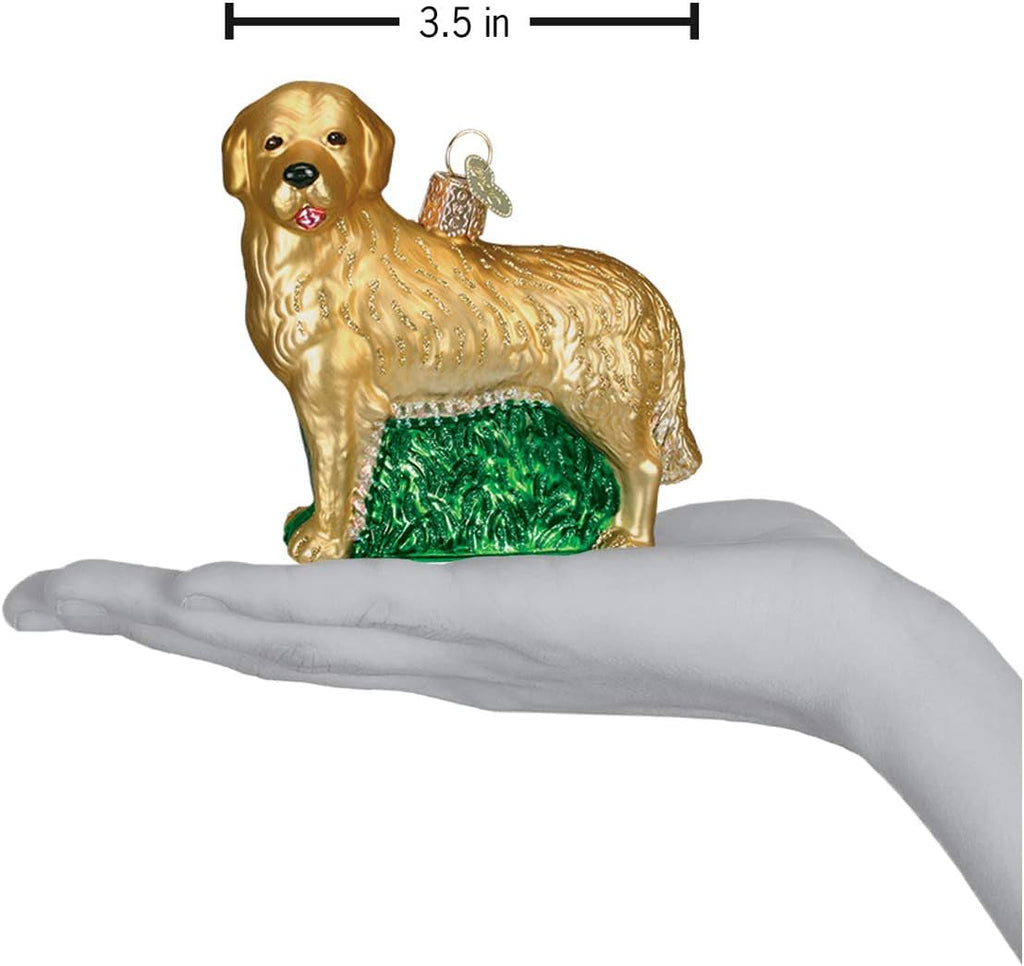 Ornaments: Dog Collection Glass Blown Ornaments for Christmas Tree, Golden Retriever