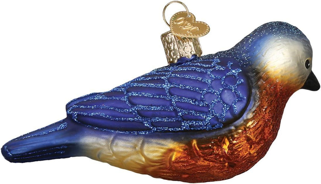Ornaments: Bird Watcher Collection Glass Blown Ornaments for Christmas Tree, Wester Bluebird