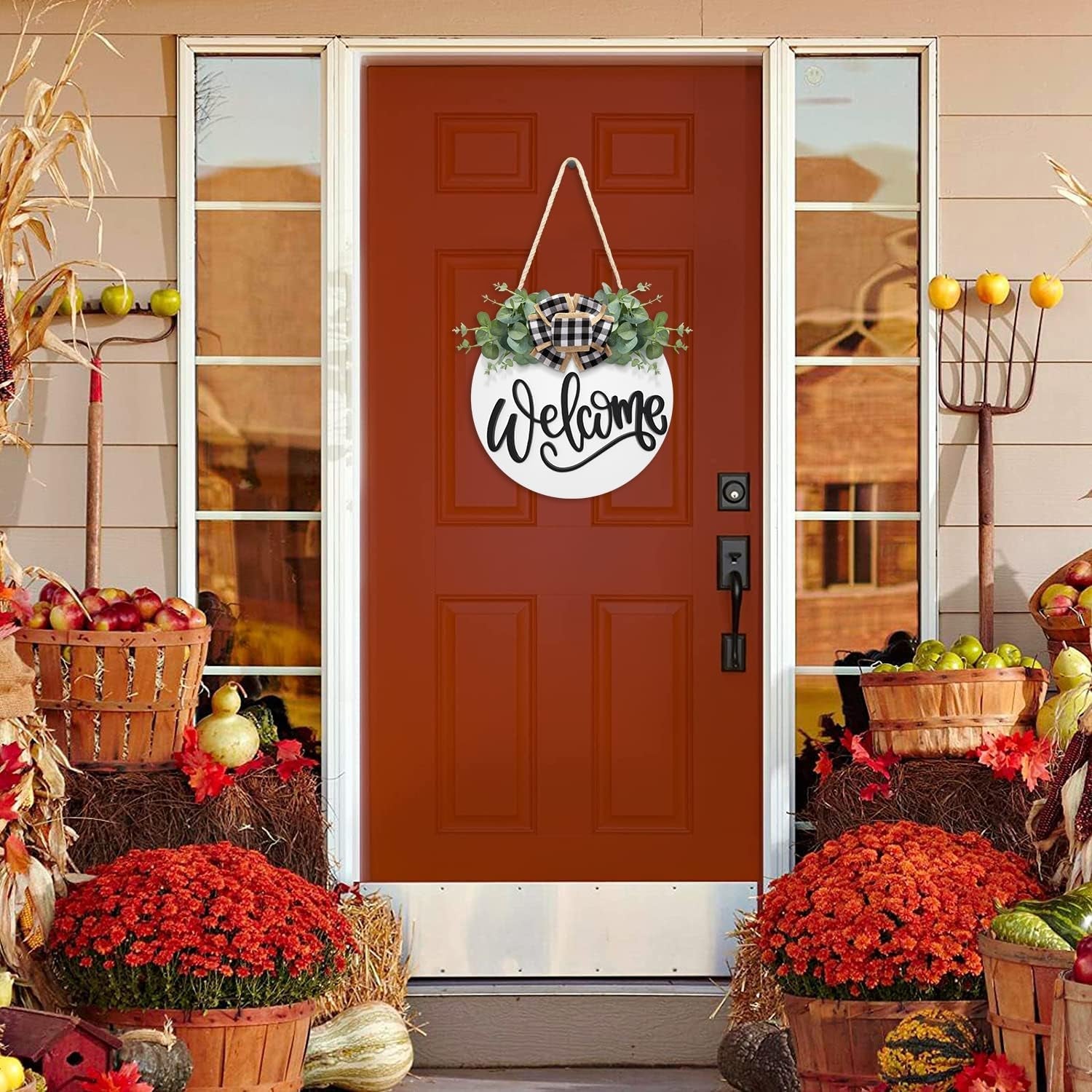 Welcome Sign for Front Door Door Decor Wreath Spring Decor Farmhouse Front Door Wreath Rustic Style - Home Decor Outdoor