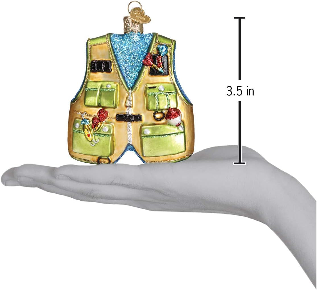 Ornaments: Fishing Vest Glass Blown Ornaments for Christmas Tree (44091)