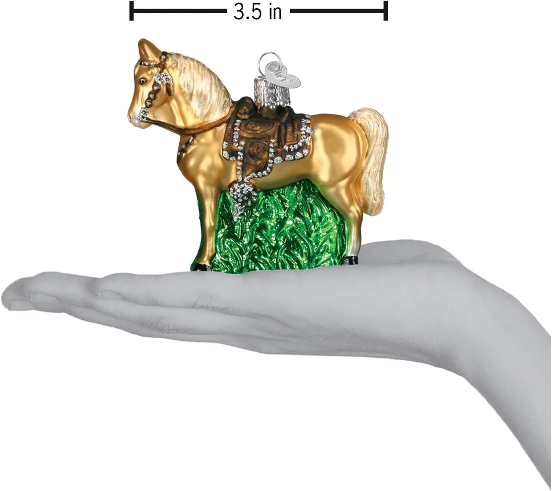 Ornaments: Selection of Horses Glass Blown Ornaments for Christmas Tree, Western, 12176
