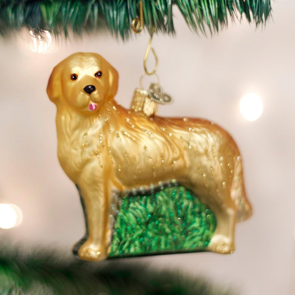Ornaments: Dog Collection Glass Blown Ornaments for Christmas Tree, Golden Retriever