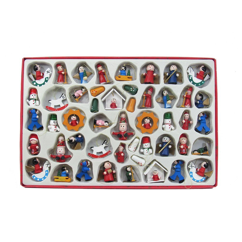 Kurt Adler Mini Wooden Holiday Ornament Set of 48 Vintage Christmas Decor