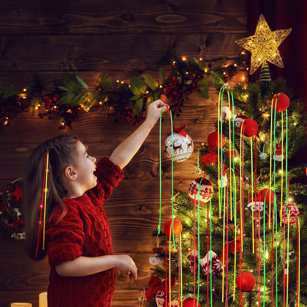 Christmas Icicles Decorations - 18 Inch Shimmer Tinsel Foil Fringes with Iridescent Icicles (Red, Gold, Green, 6000 Strands) for Xmas Holiday