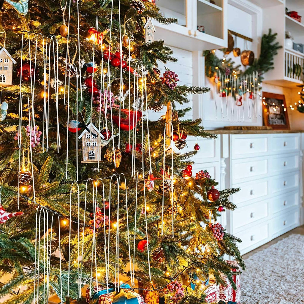 Christmas Shimmer Icicles Decorations 18 Inch Xmas Tree Foil Fringe Icicles Iridescent Tinsel Foil Fringes for Xmas Holiday Decor (Silver,4000 Strands)