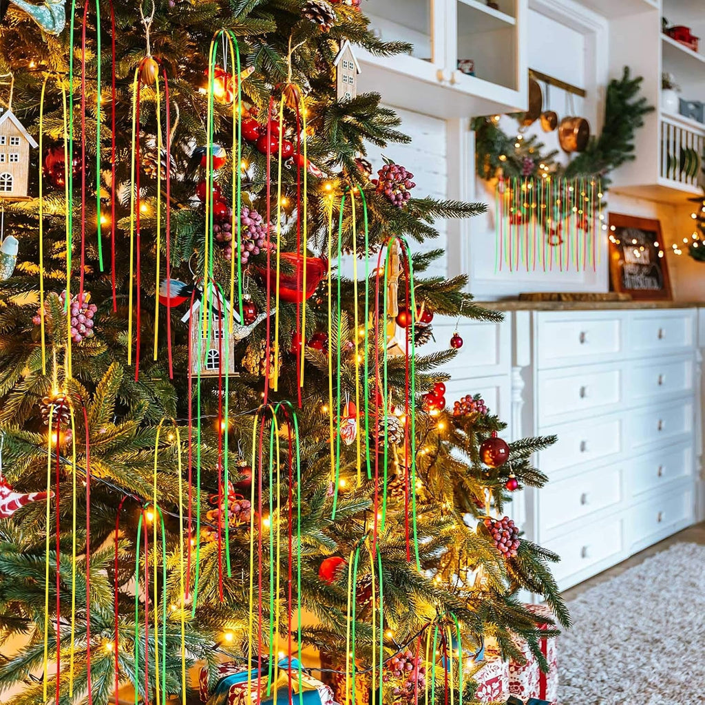 Christmas Icicles Decorations - 18 Inch Shimmer Tinsel Foil Fringes with Iridescent Icicles (Red, Gold, Green, 6000 Strands) for Xmas Holiday