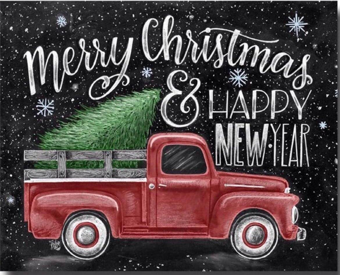 Diamond Art Kit Christmas Truck Diamond Art Painting Kit for Adults Merry Christmas Diamond Art Painting with Gem Art Craft for Holiday Decor,10X12 Inches