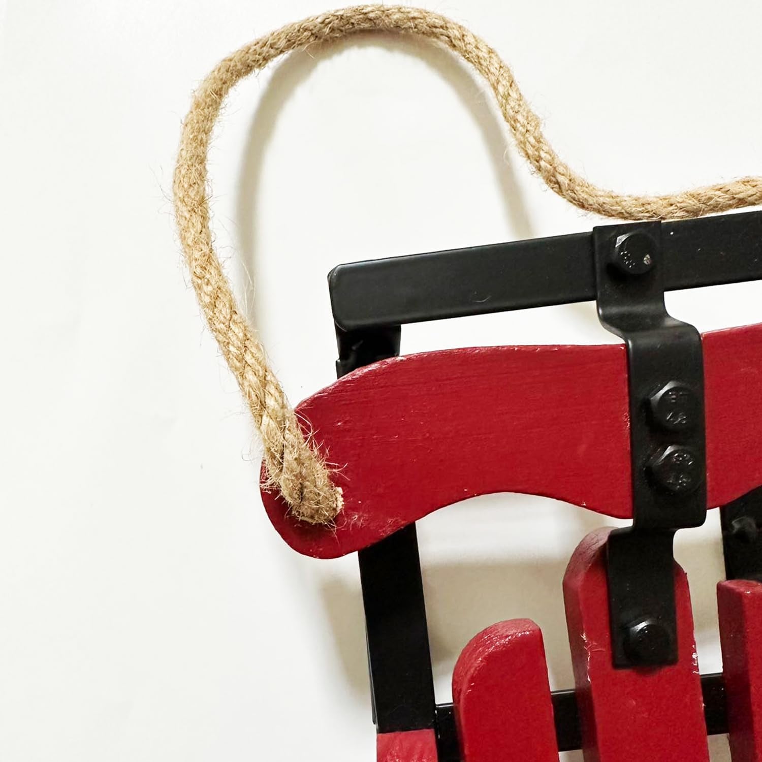 Rustic Hanging Wooden Santa Sled Wall Decor, Old Fashioned Decorative Hanging Sleigh Christmas Tree Decoration Wood Sleds Outdoor Yard Decorations (Small)