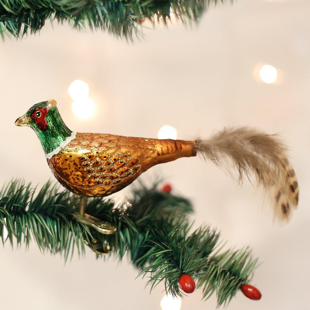 Ornaments: Bird Watcher Collection Glass Blown Ornaments for Christmas Tree, Pheasant