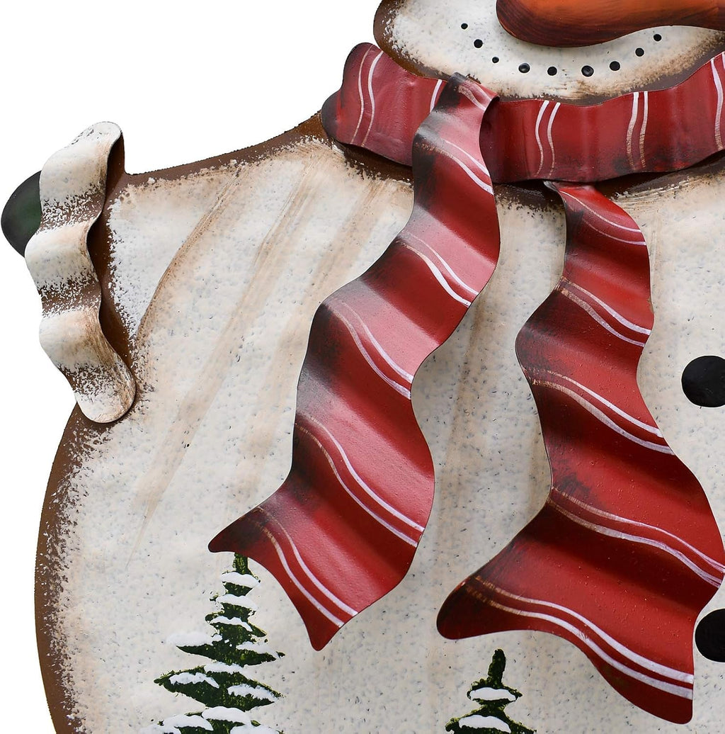 Christmas Snowman Decorative Garden Stake, Metal Snowman Yard Stake Outdoor Christmas Stake Decoration for Xmas Holiday Lawn Yard 38" H(Red Scarf)