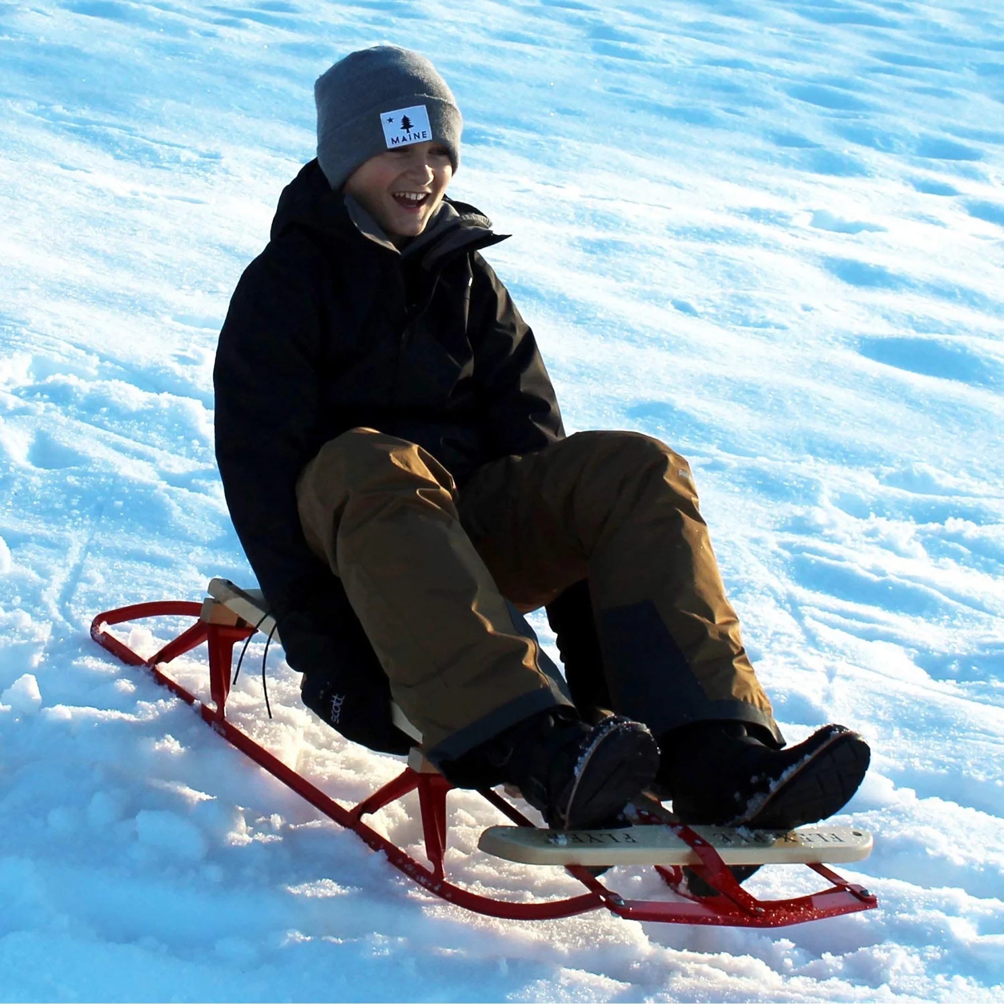 1048 Metal Runner Steel & Wood Snow Slider Sled, 48 Inch