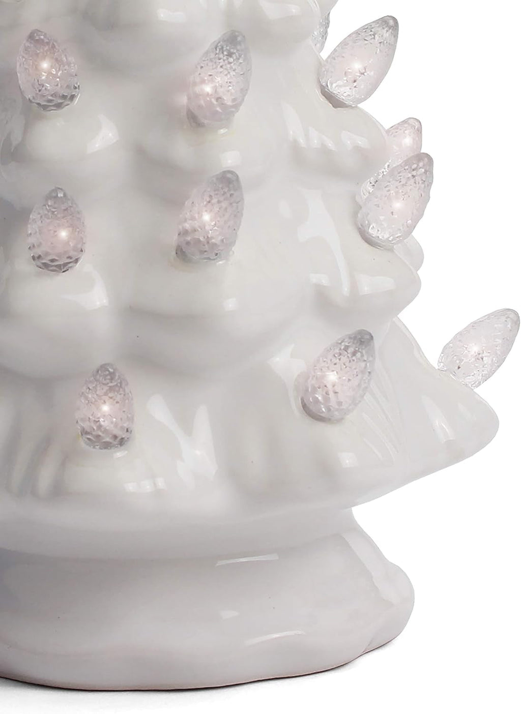 Ceramic Christmas Tree with Lights - Vintage White (Small, 6.75 Inch)