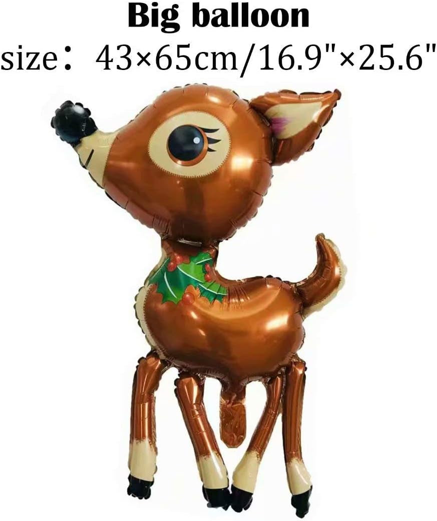 Christmas Decor Balloons, Giant 7Pcs Mylar Foil Balloon Set, Santa Claus, Elk, Snowman, Reindeer, Candy Cane, Tree, Xmas Party Supplies