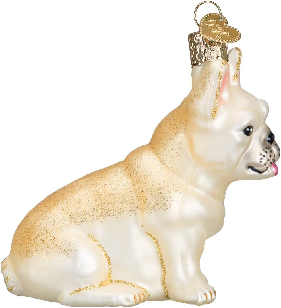 Ornaments: French Bulldog Glass Blown Ornaments for Christmas Tree (12436)