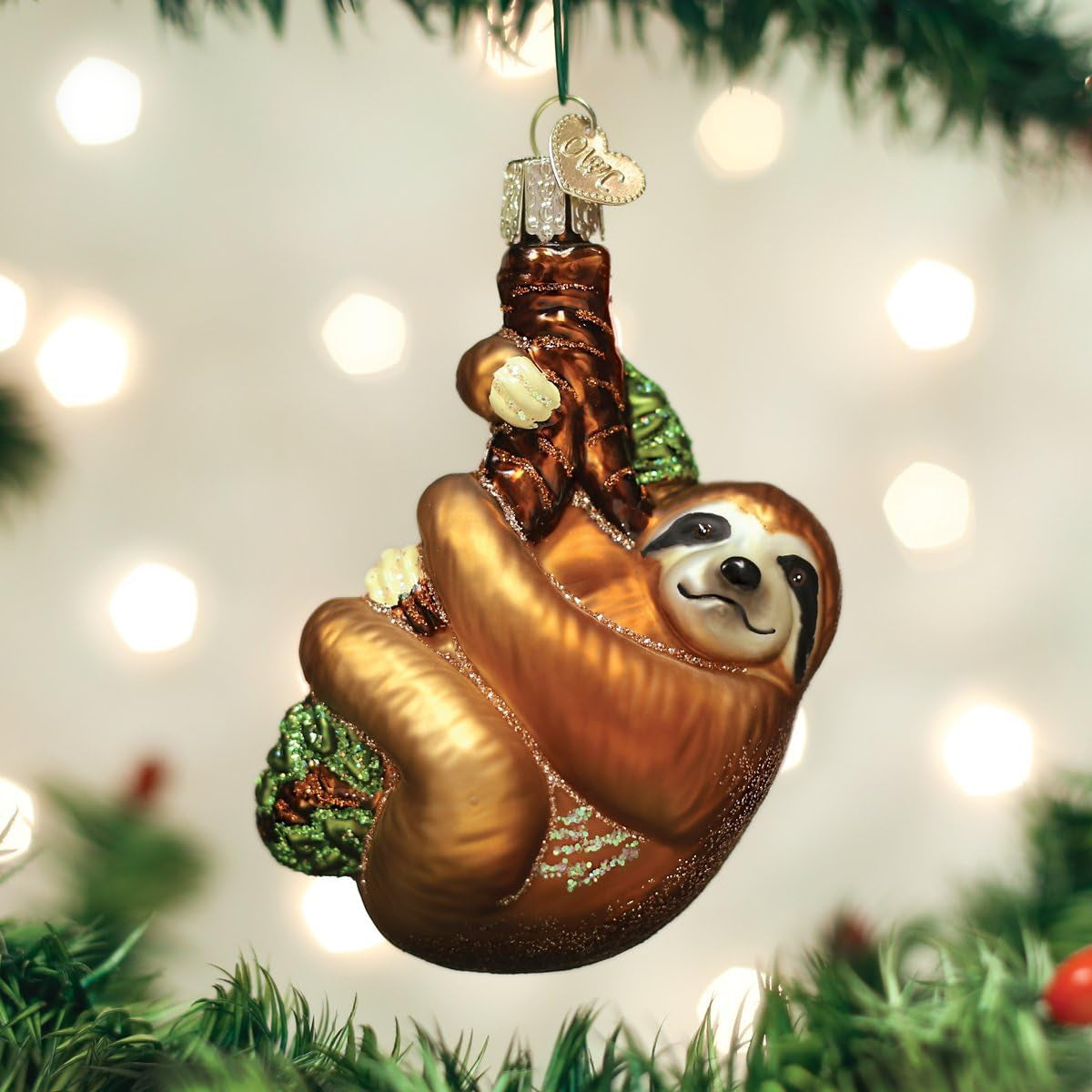 Ornaments: Animal Collection Glass Blown Ornaments for Christmas Tree, Sloth