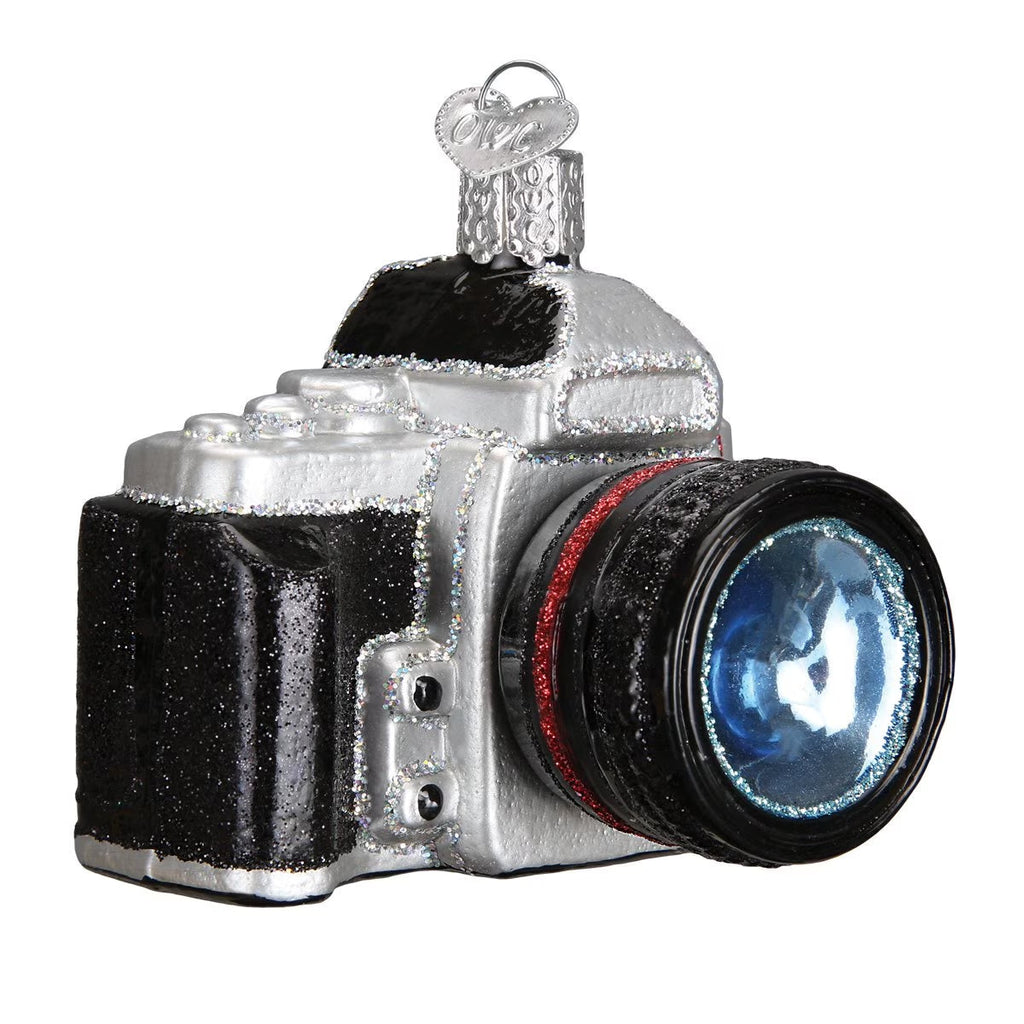 32227 Camera Glass Blow Christmas Ornament Camera