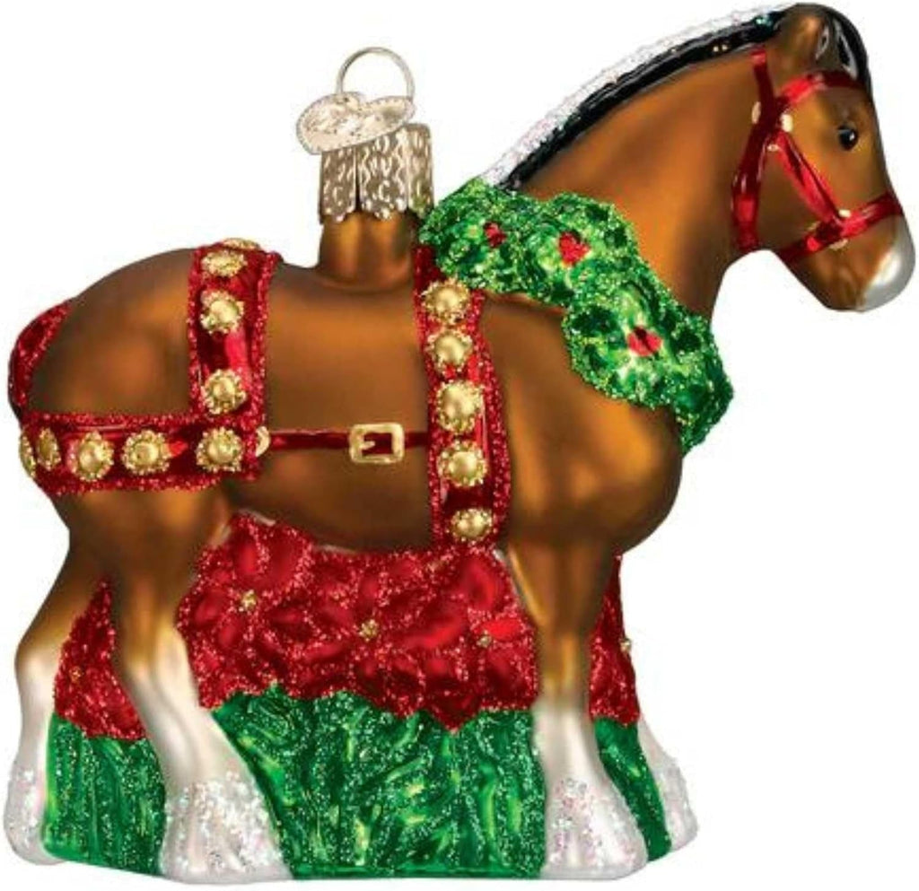 Ornaments: Holiday Clydesdale Glass Blown Ornaments for Christmas Tree
