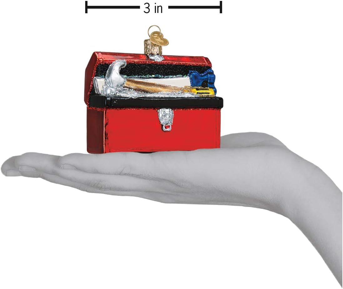 Ornaments: Contractor Tools Glass Blown Ornaments for Christmas Tree, Toolbox, Multicolor