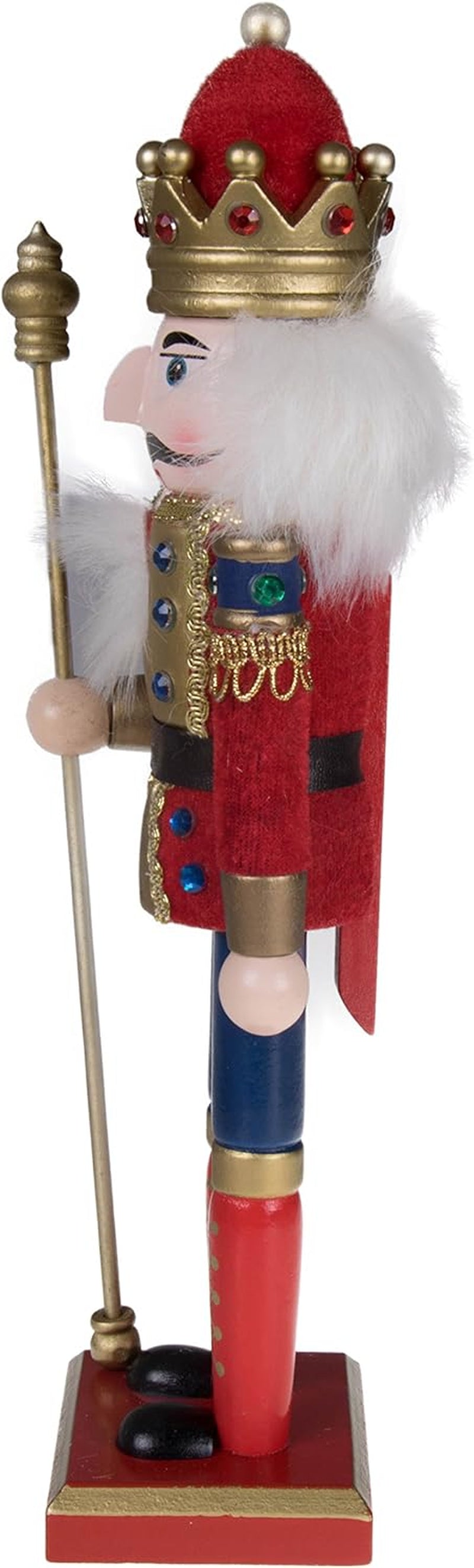 Red Prince 12 Inch Traditional Wooden Nutcracker, Festive Christmas Décor for Shelves and Tables