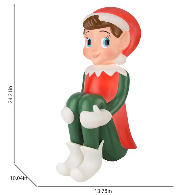 24.21-In Freestanding Elf Blow Mold with White LED Lights