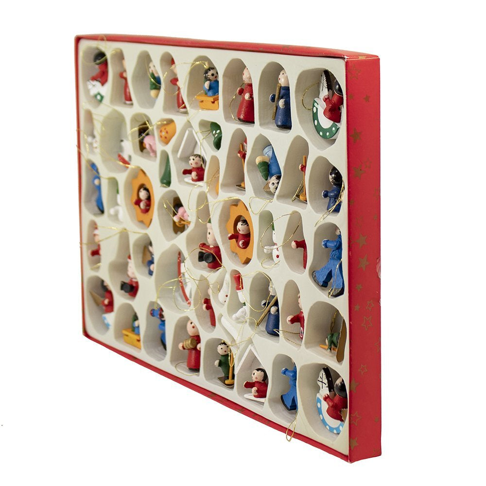 Kurt Adler Mini Wooden Holiday Ornament Set of 48 Vintage Christmas Decor