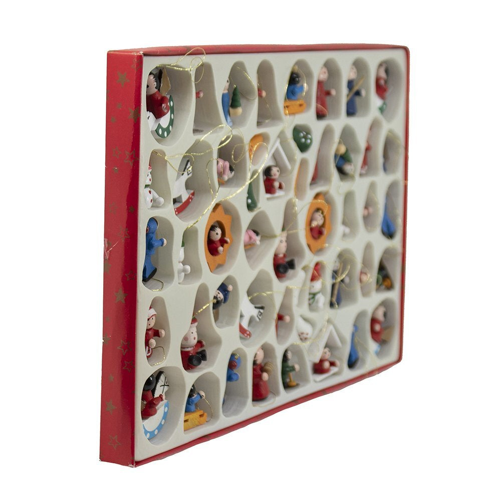 Kurt Adler Mini Wooden Holiday Ornament Set of 48 Vintage Christmas Decor