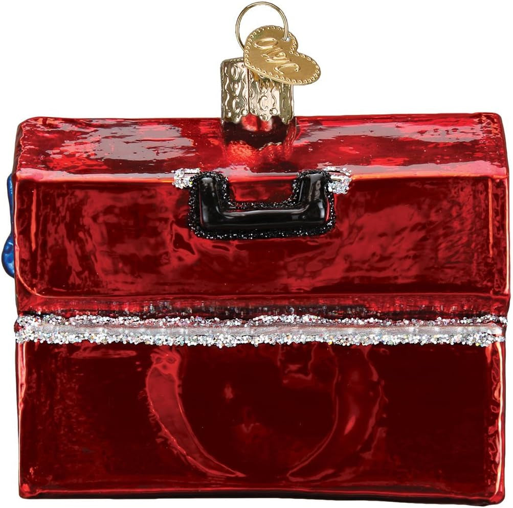 Ornaments: Contractor Tools Glass Blown Ornaments for Christmas Tree, Toolbox, Multicolor