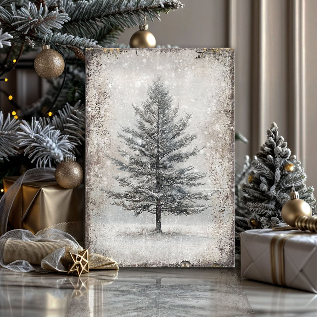 Vintage Christmas Tree Wall Art VIII
