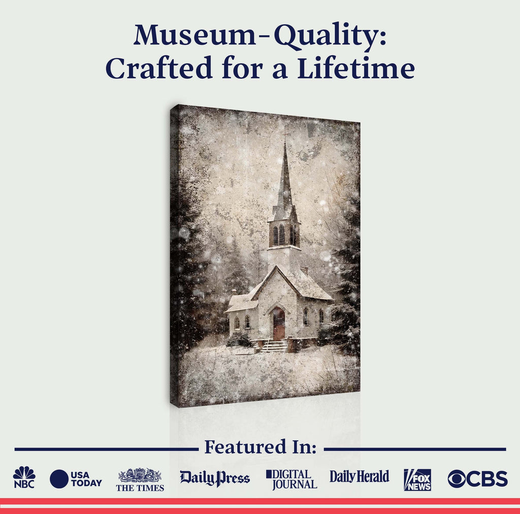 Vintage Church Christmas Wall Art IV