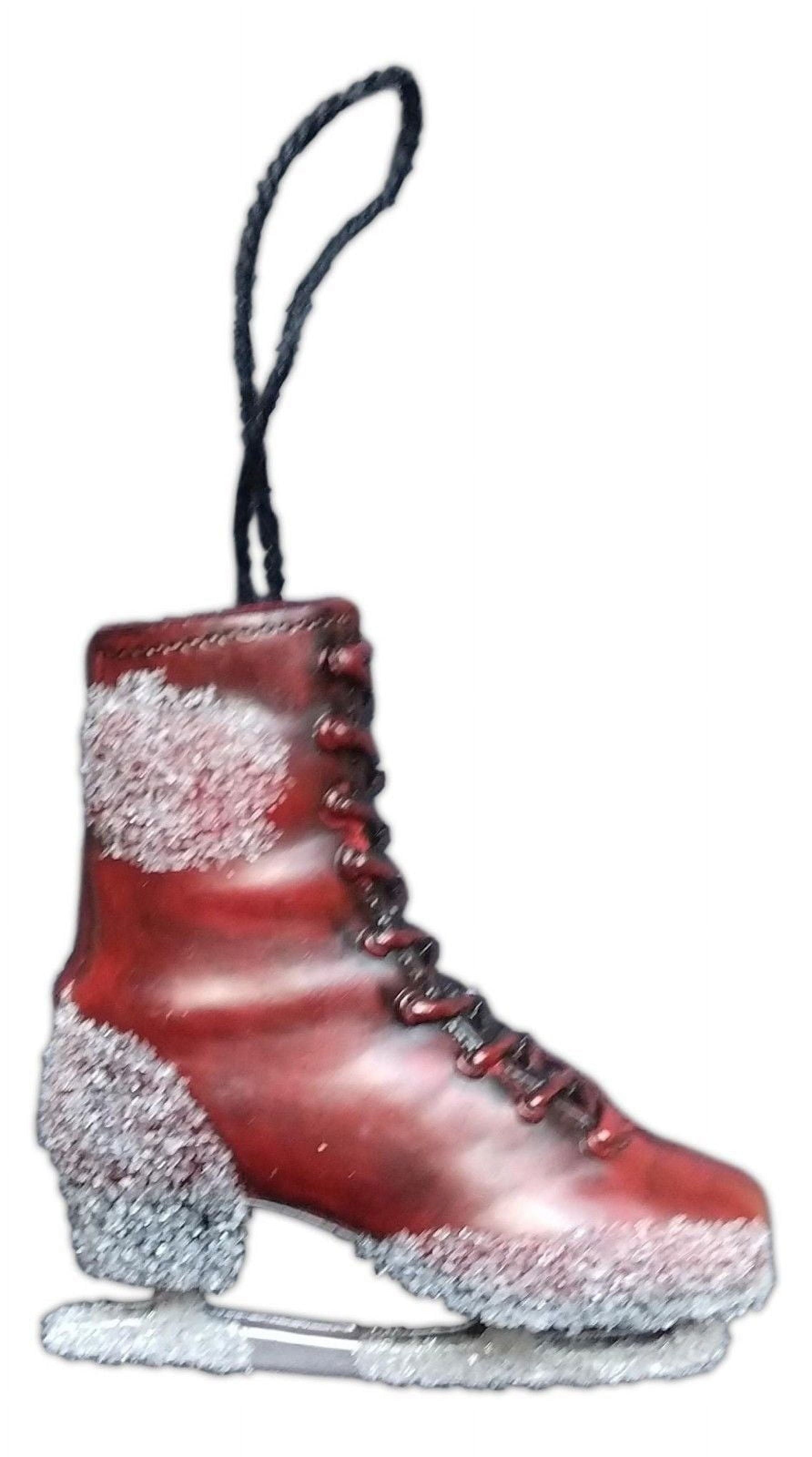 Vintage-Style Burgundy ICE SKATE Christmas Ornament, by