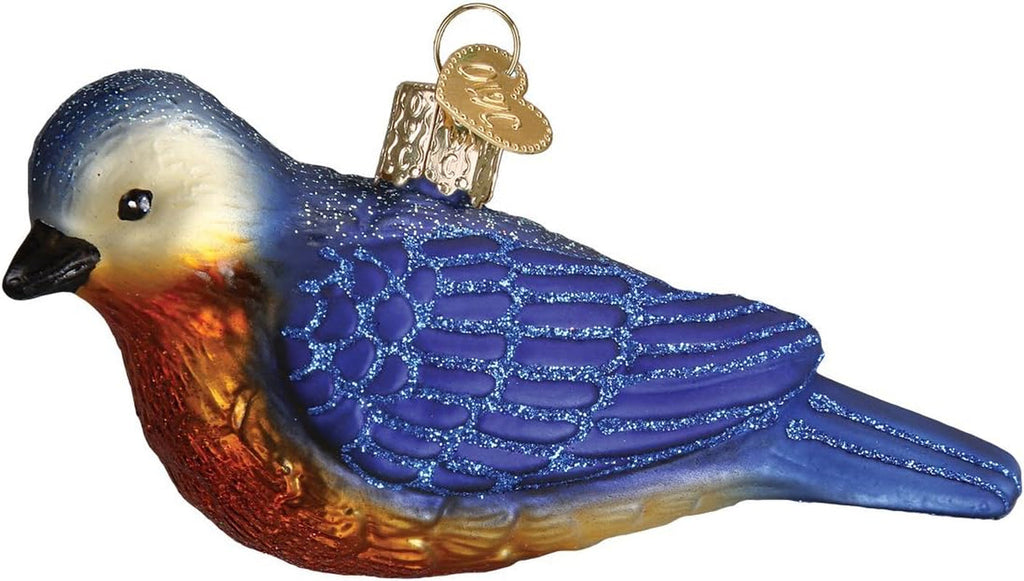 Ornaments: Bird Watcher Collection Glass Blown Ornaments for Christmas Tree, Wester Bluebird
