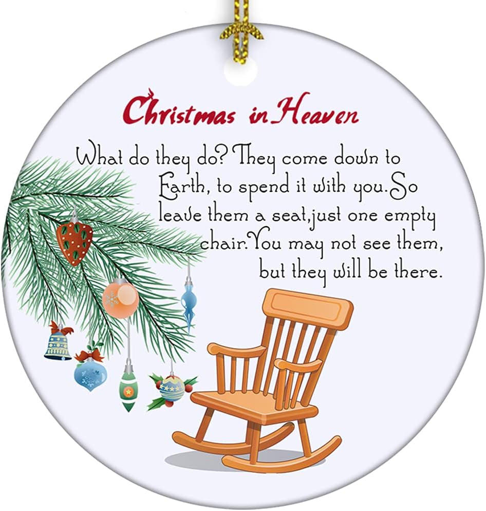 Christmas in Heaven, Rememberance Christmas Tree Decorations Ceramic, 2021 Christmas Ornaments Keepsake Double-Sided Cardinal Heaven Ornament Christmas in Heaven, 3" Memorial Christmas Ornaments