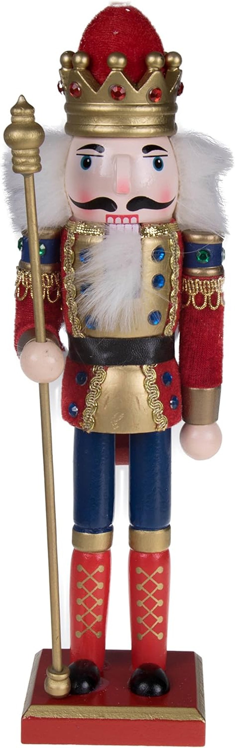 Red Prince 12 Inch Traditional Wooden Nutcracker, Festive Christmas Décor for Shelves and Tables