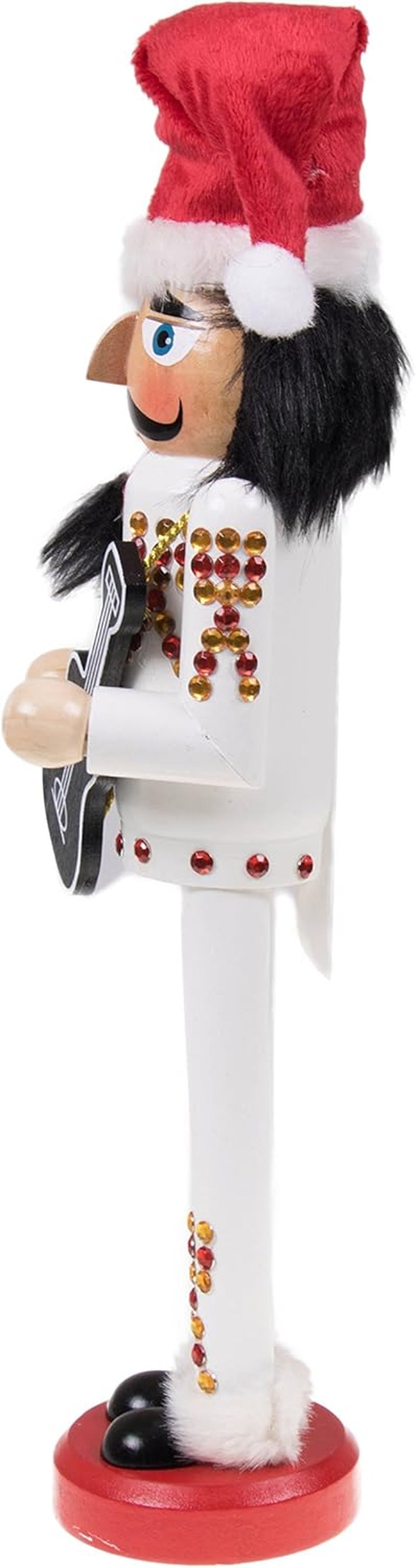 Rockstar 15 Inch Traditional Wooden Nutcracker, Festive Christmas Décor for Shelves and Tables