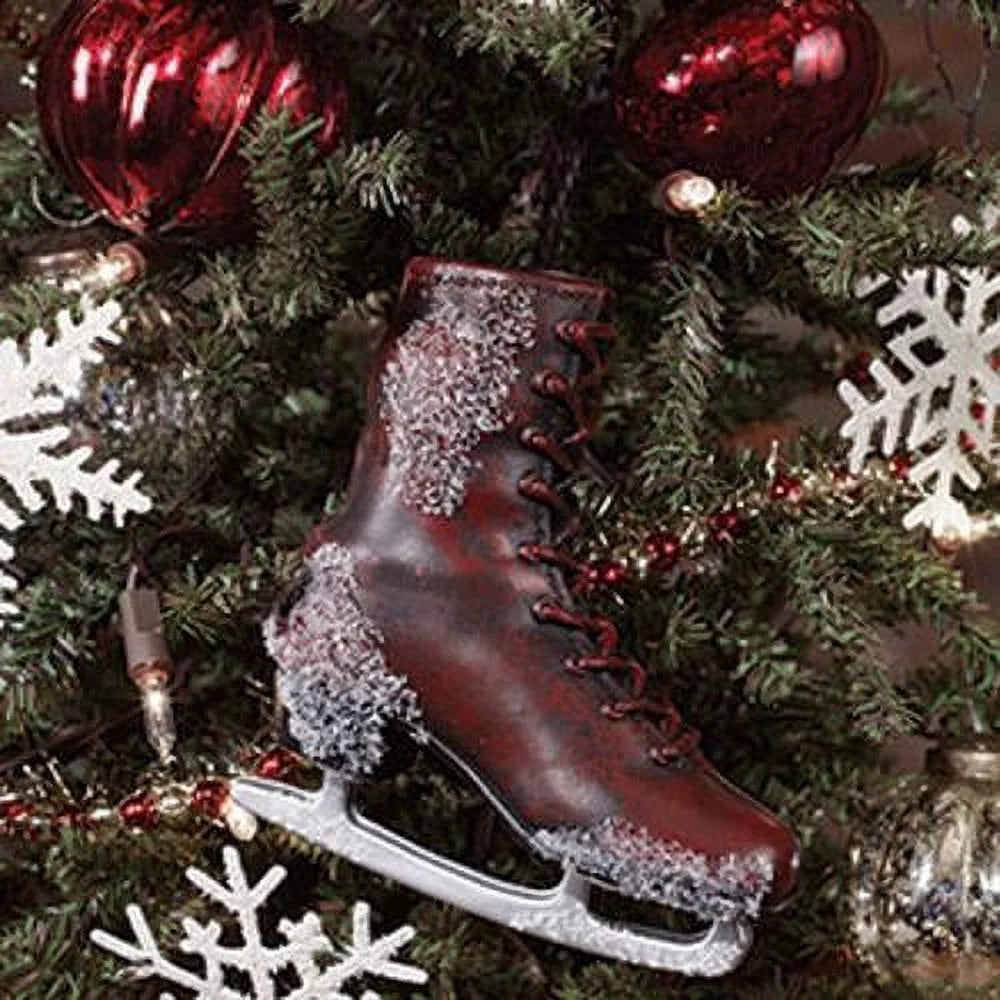 Vintage-Style Burgundy ICE SKATE Christmas Ornament, by