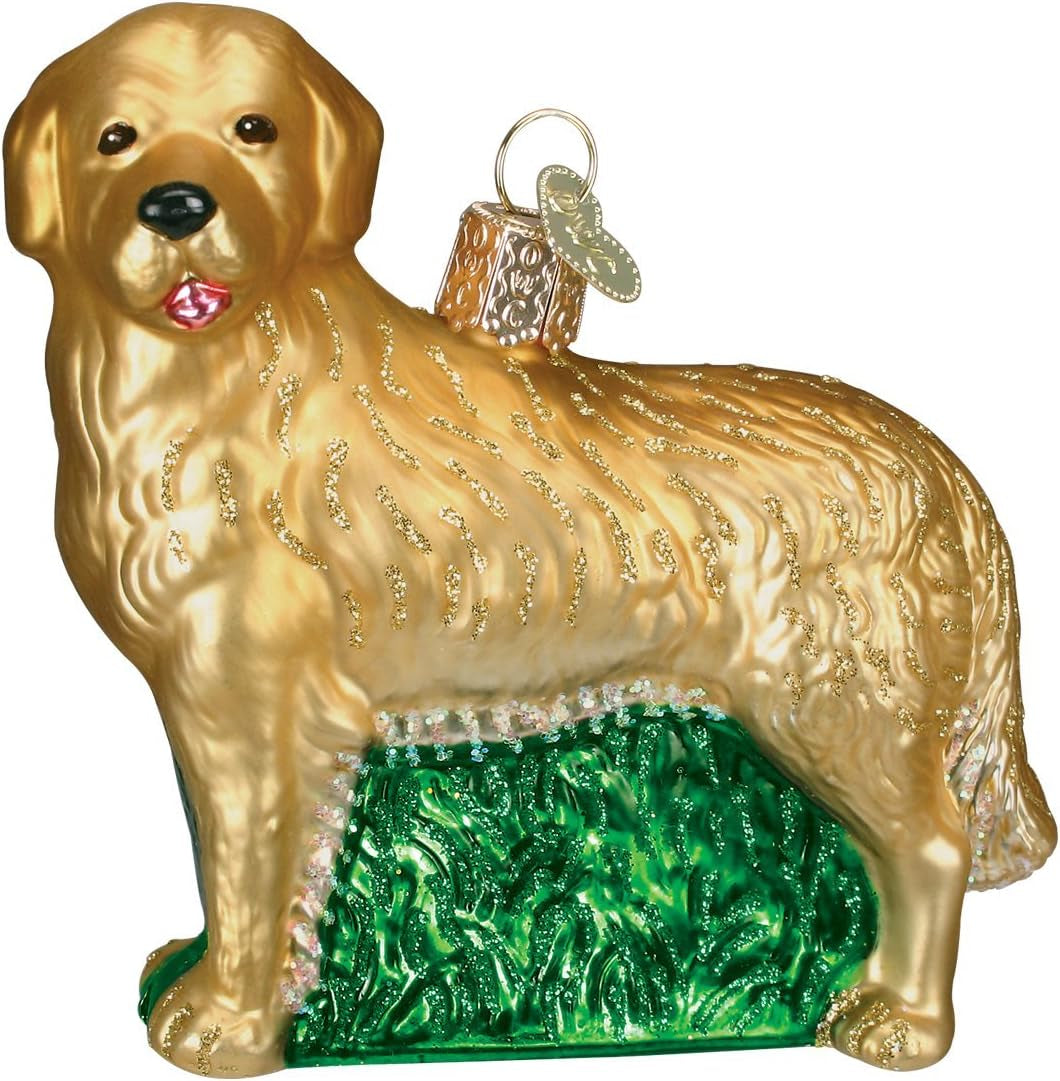 Ornaments: Dog Collection Glass Blown Ornaments for Christmas Tree, Golden Retriever