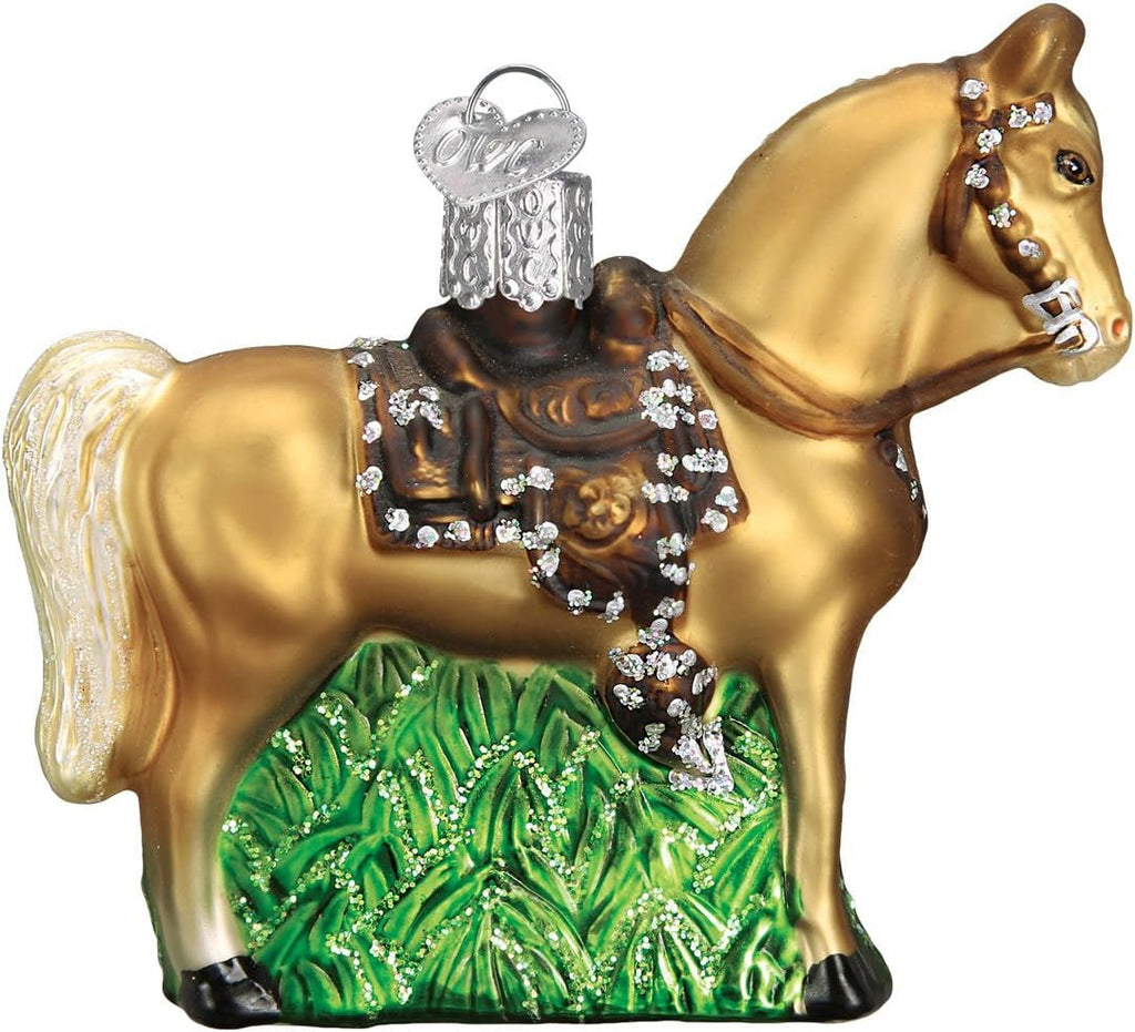 Ornaments: Selection of Horses Glass Blown Ornaments for Christmas Tree, Western, 12176