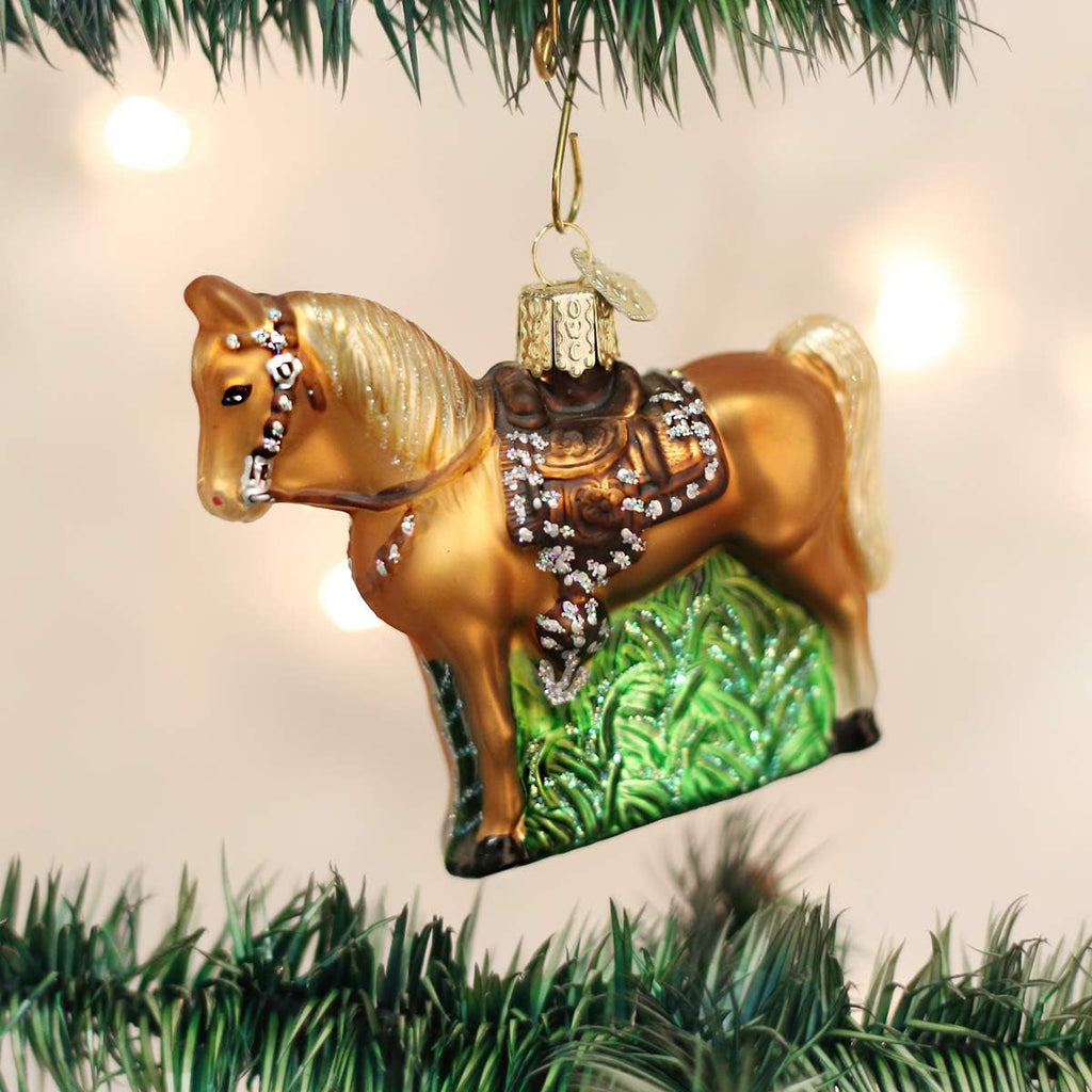 Ornaments: Selection of Horses Glass Blown Ornaments for Christmas Tree, Western, 12176