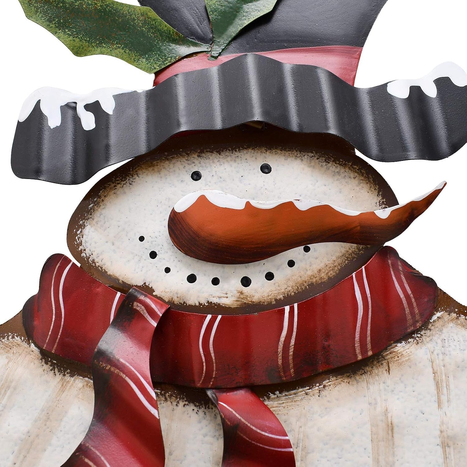 Christmas Snowman Decorative Garden Stake, Metal Snowman Yard Stake Outdoor Christmas Stake Decoration for Xmas Holiday Lawn Yard 38" H(Red Scarf)