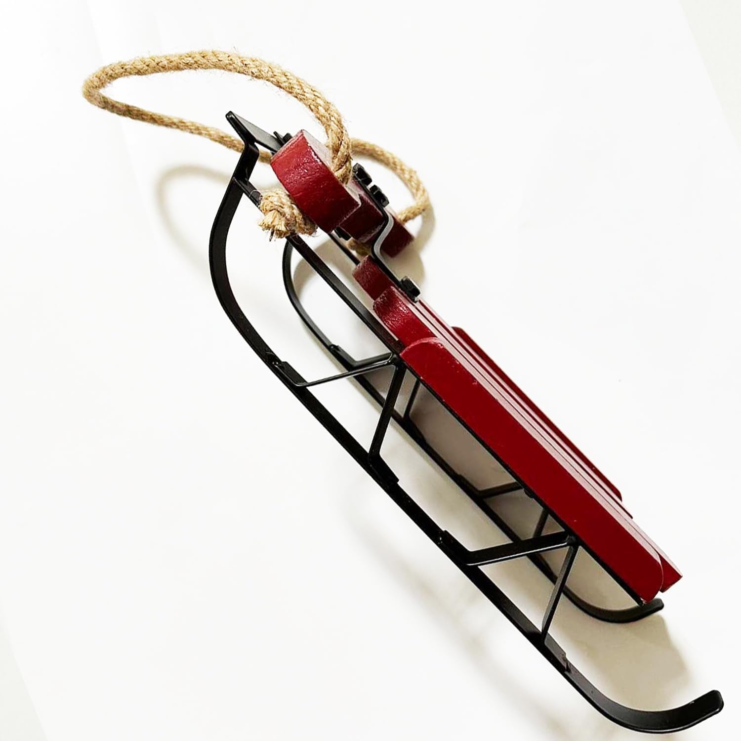 Rustic Hanging Wooden Santa Sled Wall Decor, Old Fashioned Decorative Hanging Sleigh Christmas Tree Decoration Wood Sleds Outdoor Yard Decorations (Small)