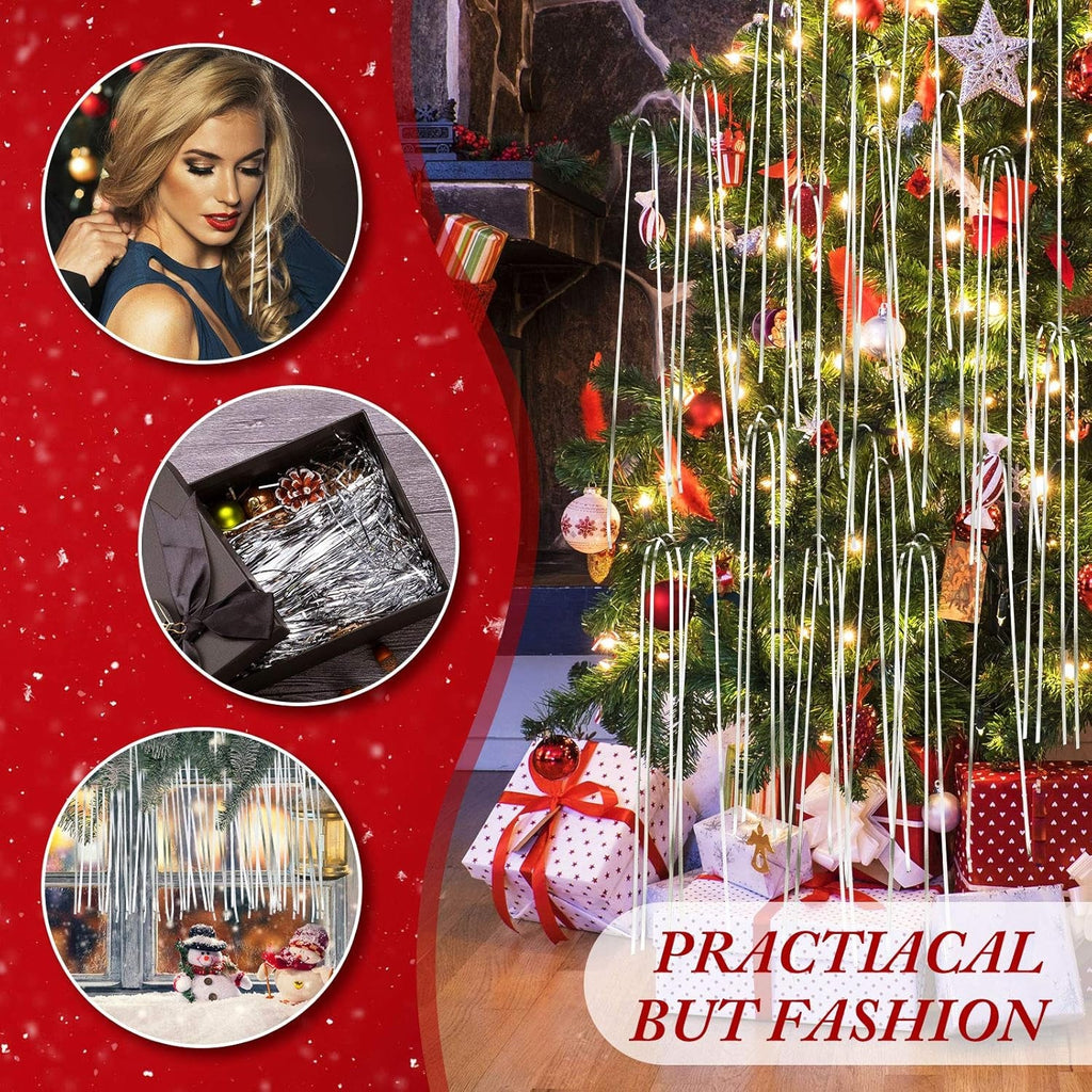 Christmas Shimmer Icicles Decorations 18 Inch Xmas Tree Foil Fringe Icicles Iridescent Tinsel Foil Fringes for Xmas Holiday Decor (Silver,4000 Strands)