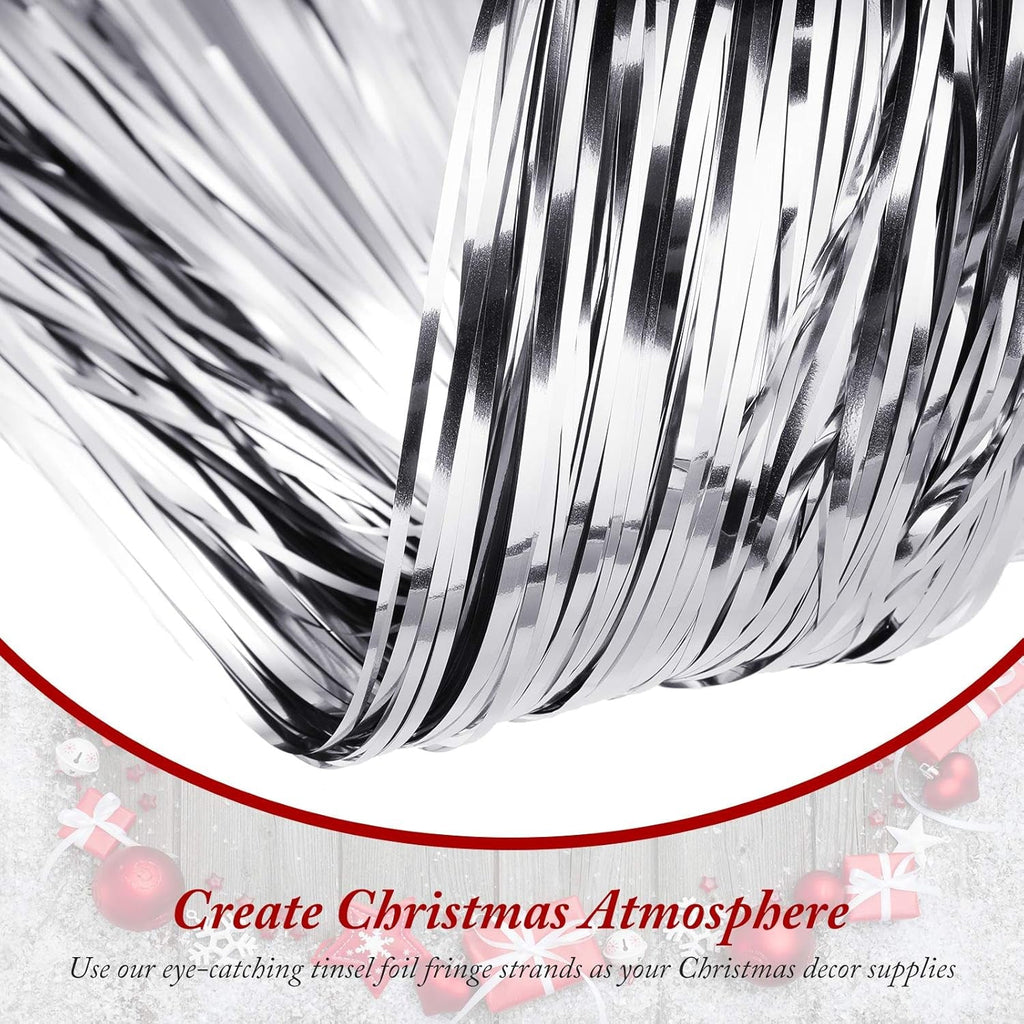 Christmas Shimmer Icicles Decorations 18 Inch Xmas Tree Foil Fringe Icicles Iridescent Tinsel Foil Fringes for Xmas Holiday Decor (Silver,4000 Strands)