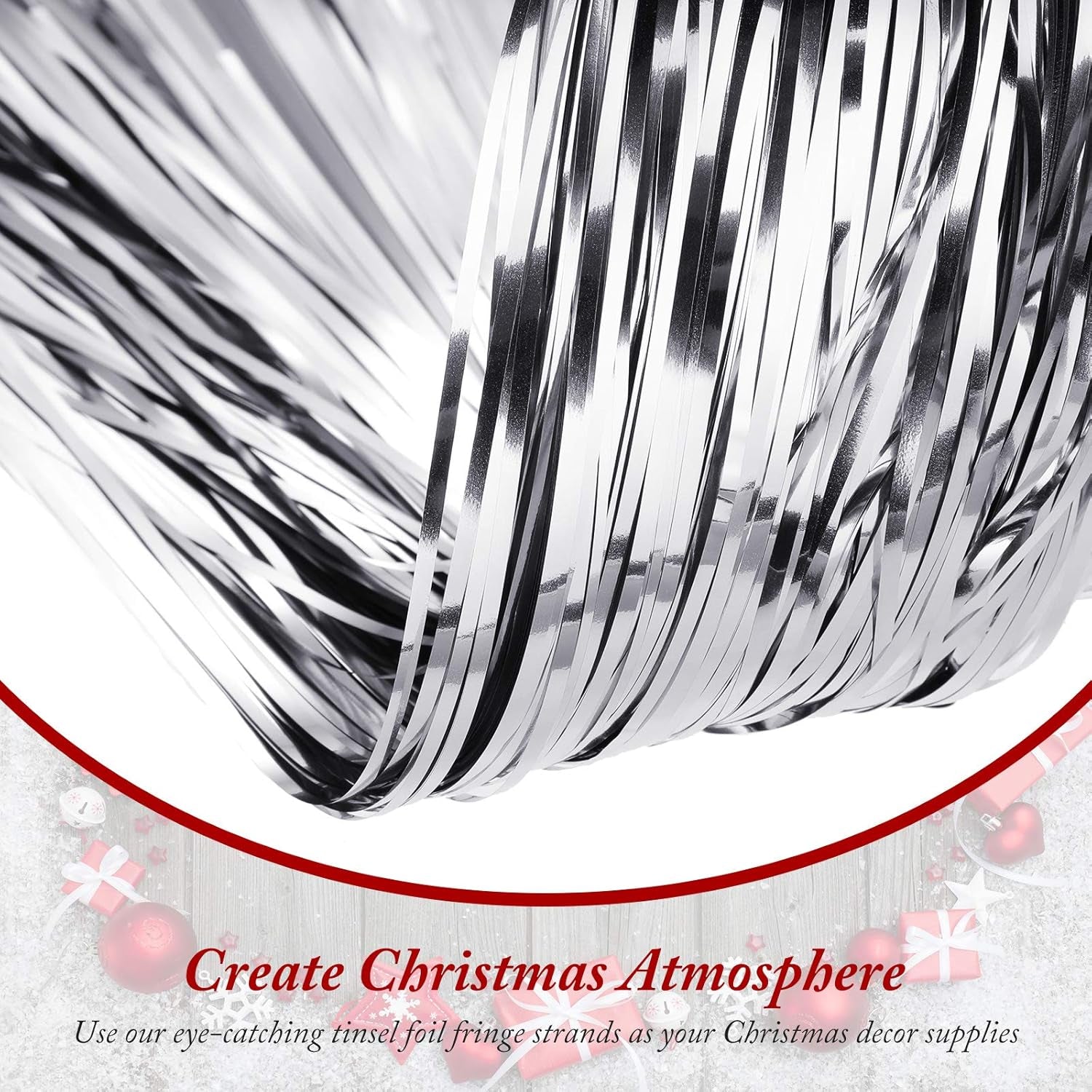 Christmas Shimmer Icicles Decorations 18 Inch Xmas Tree Foil Fringe Icicles Iridescent Tinsel Foil Fringes for Xmas Holiday Decor (Silver,4000 Strands)