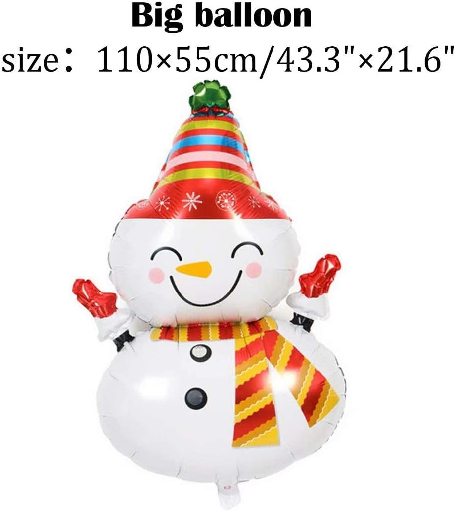 Christmas Decor Balloons, Giant 7Pcs Mylar Foil Balloon Set, Santa Claus, Elk, Snowman, Reindeer, Candy Cane, Tree, Xmas Party Supplies