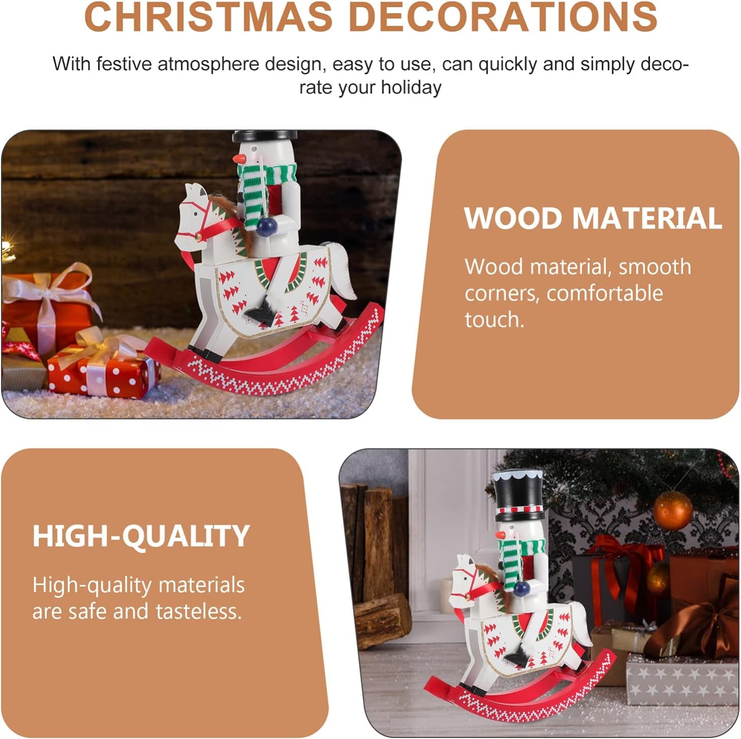 Xmas Party Favors Wood Nutcracker, Puppet Soldiers Nutcracker Figure, Wood Crafts Decoration for Christmas Tree Puppet Present Christmas Nutcracker Figures