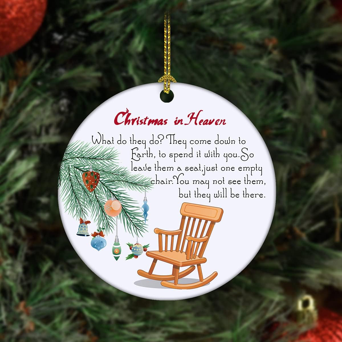 Christmas in Heaven, Rememberance Christmas Tree Decorations Ceramic, 2021 Christmas Ornaments Keepsake Double-Sided Cardinal Heaven Ornament Christmas in Heaven, 3" Memorial Christmas Ornaments