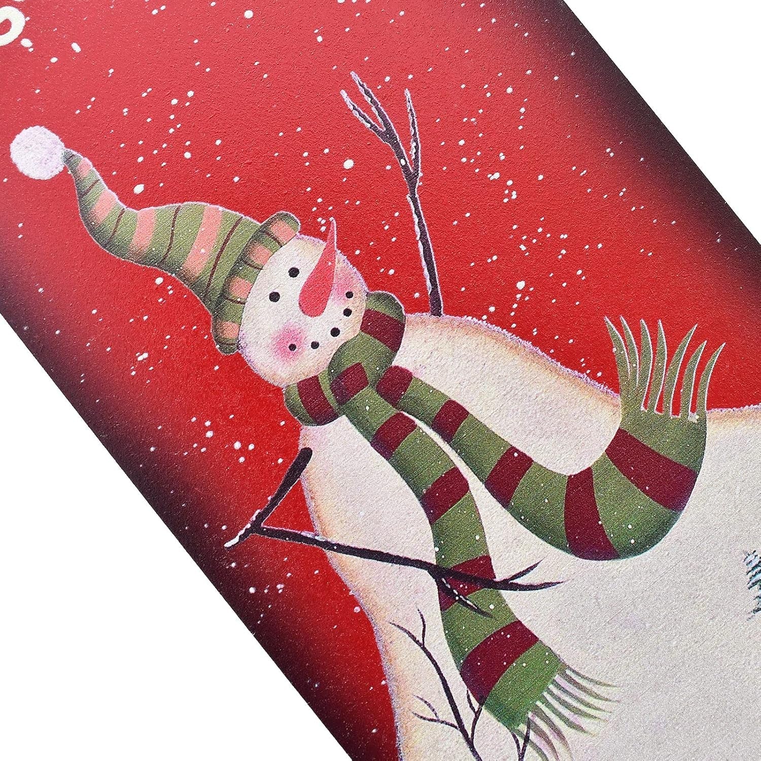 Wooden Christmas Sleigh Sign Decorative Snowman Ornaments Hanging Sled 15.0X4.4 Inches Winter Holiday Merry Xmas Red Porch Home Decor (Welcome)