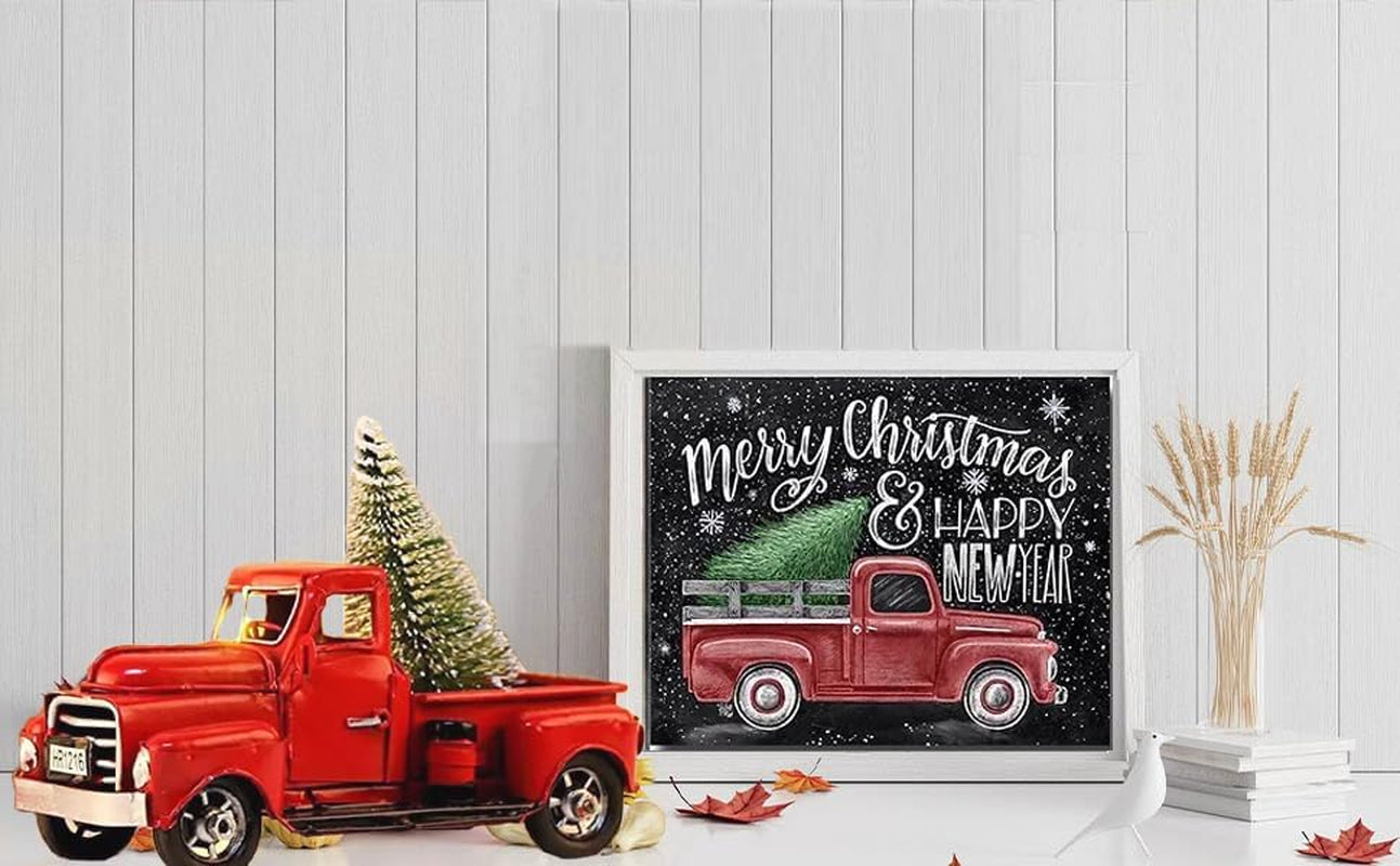 Diamond Art Kit Christmas Truck Diamond Art Painting Kit for Adults Merry Christmas Diamond Art Painting with Gem Art Craft for Holiday Decor,10X12 Inches