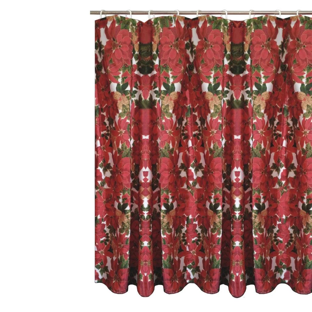 Decorative Christmas Printed Design Shower Curtain, 72" X 72", Botanical